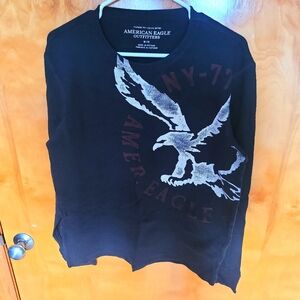 🦅AMERICAN EAGLE OUTFITTERS Vintage Fit Long Sleeve Tee Shirt, Black Sz: Med